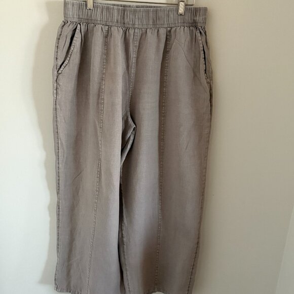 Jones & Co Women's 100% Linen Gray Wide Leg Pants Summer Casual Pants Sz L - Picture 1 of 4